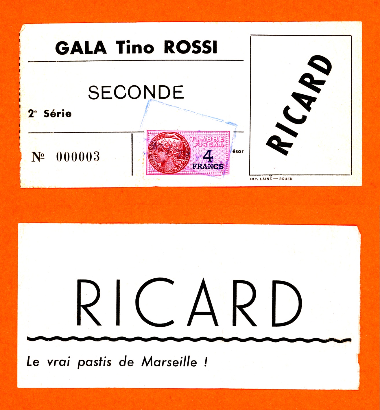 1952.06.27BilletGalaRouenTinoRossiCharlesTrenetTourDeFrance