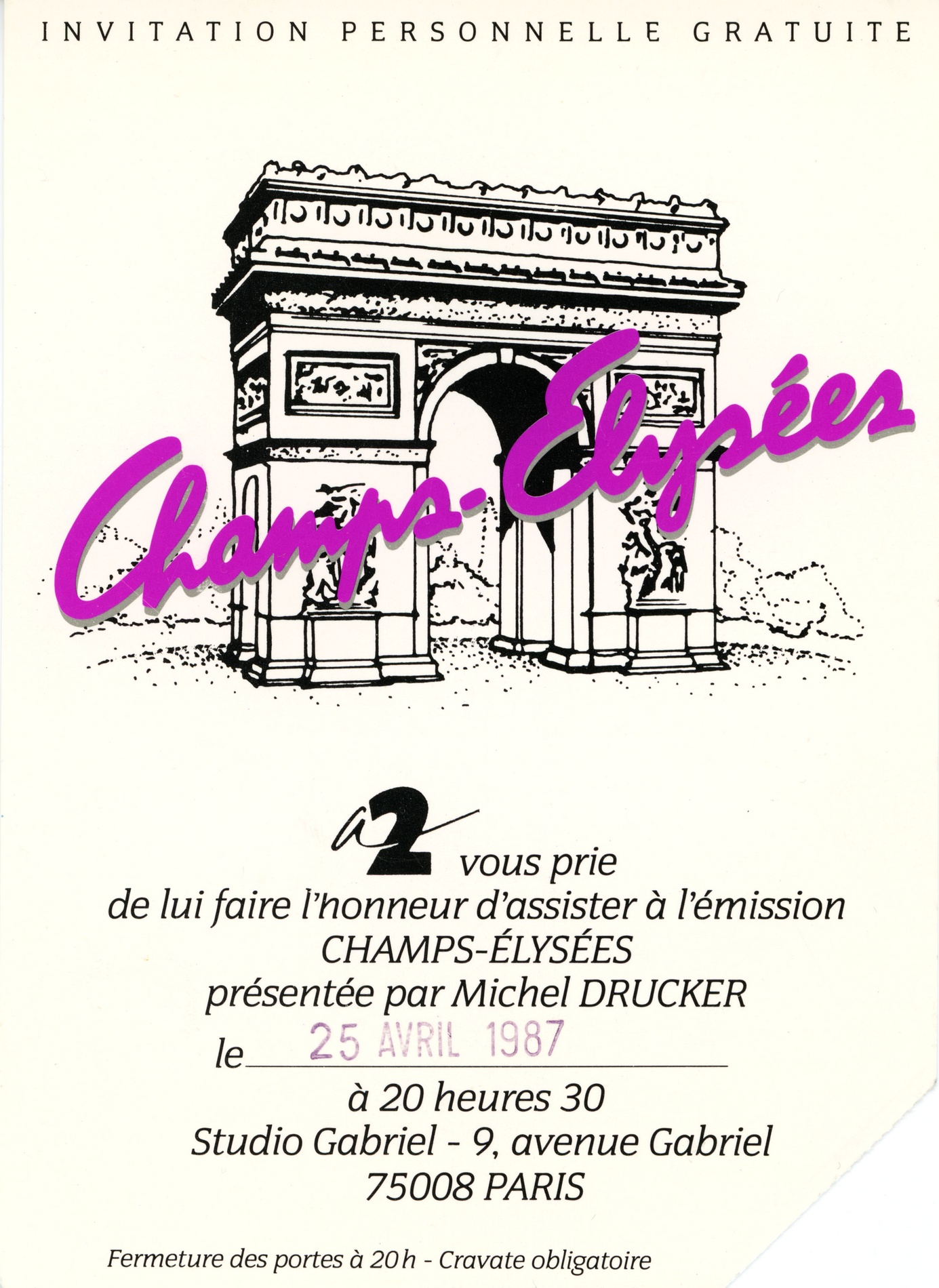 1987.04.25ChampsElyseesInvitation80AnsTinoRossi