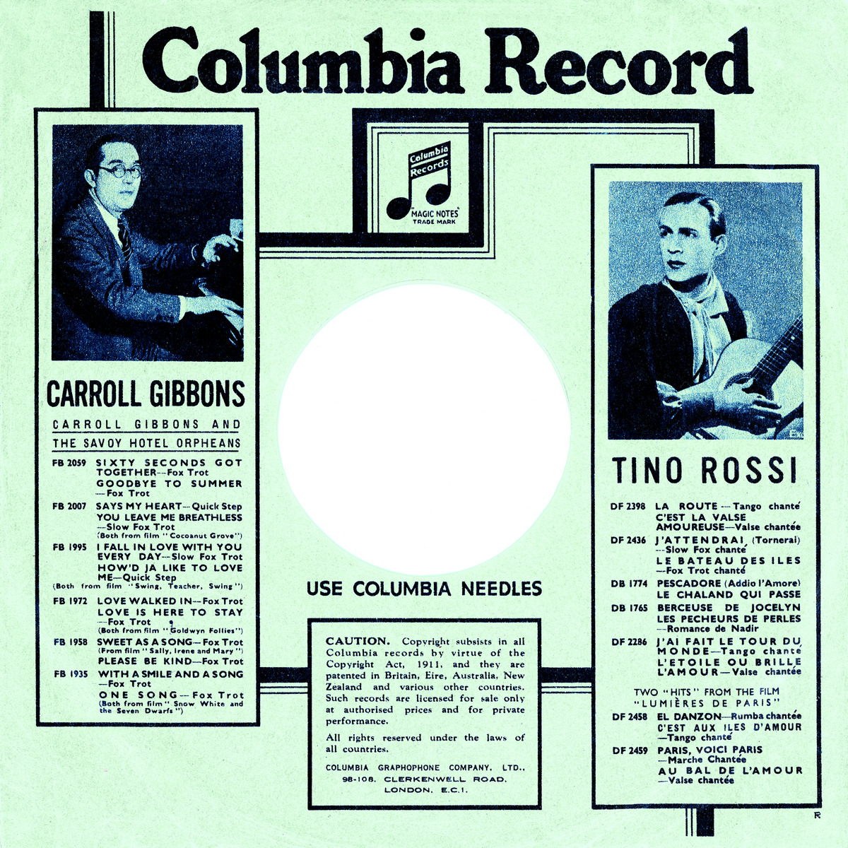 1938Pochette78ToursNominativeTinoRossiGB