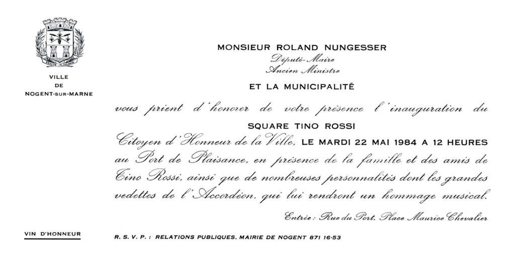 1984InvitationInaugurationSquareTinoRossi