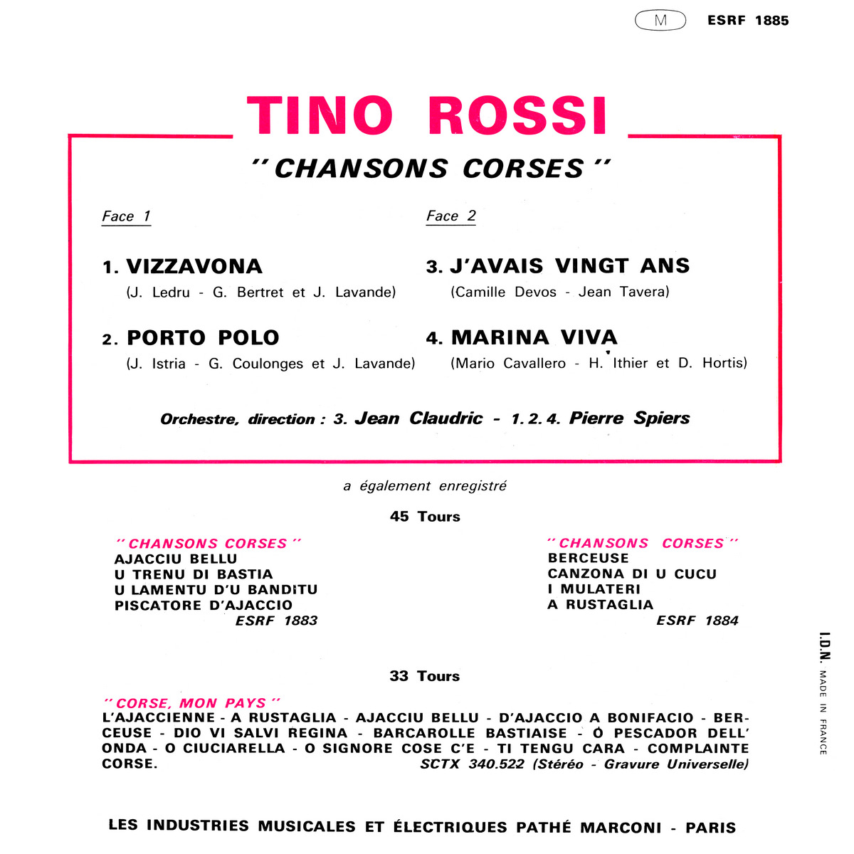 45ToursEPESRF1885Verso