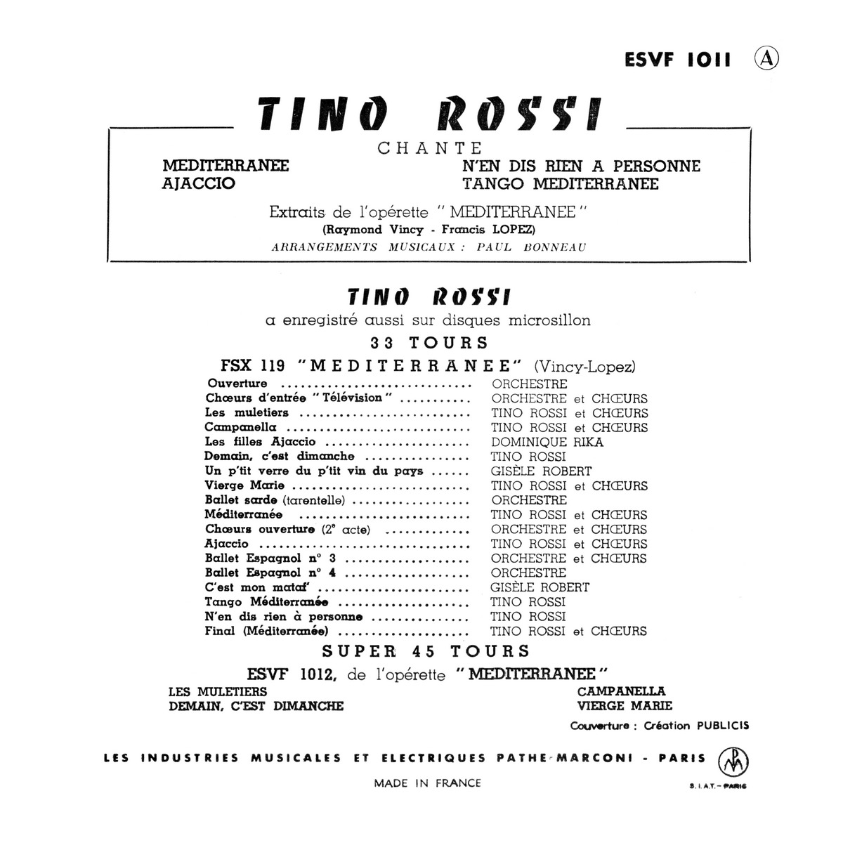45ToursEPESVF1011Verso