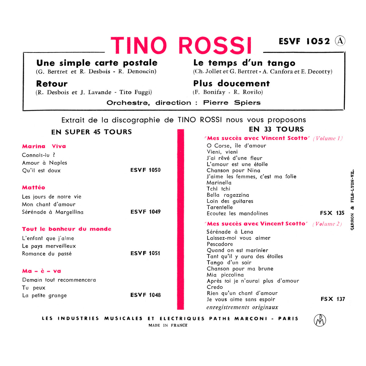 45ToursEPESVF1052Verso