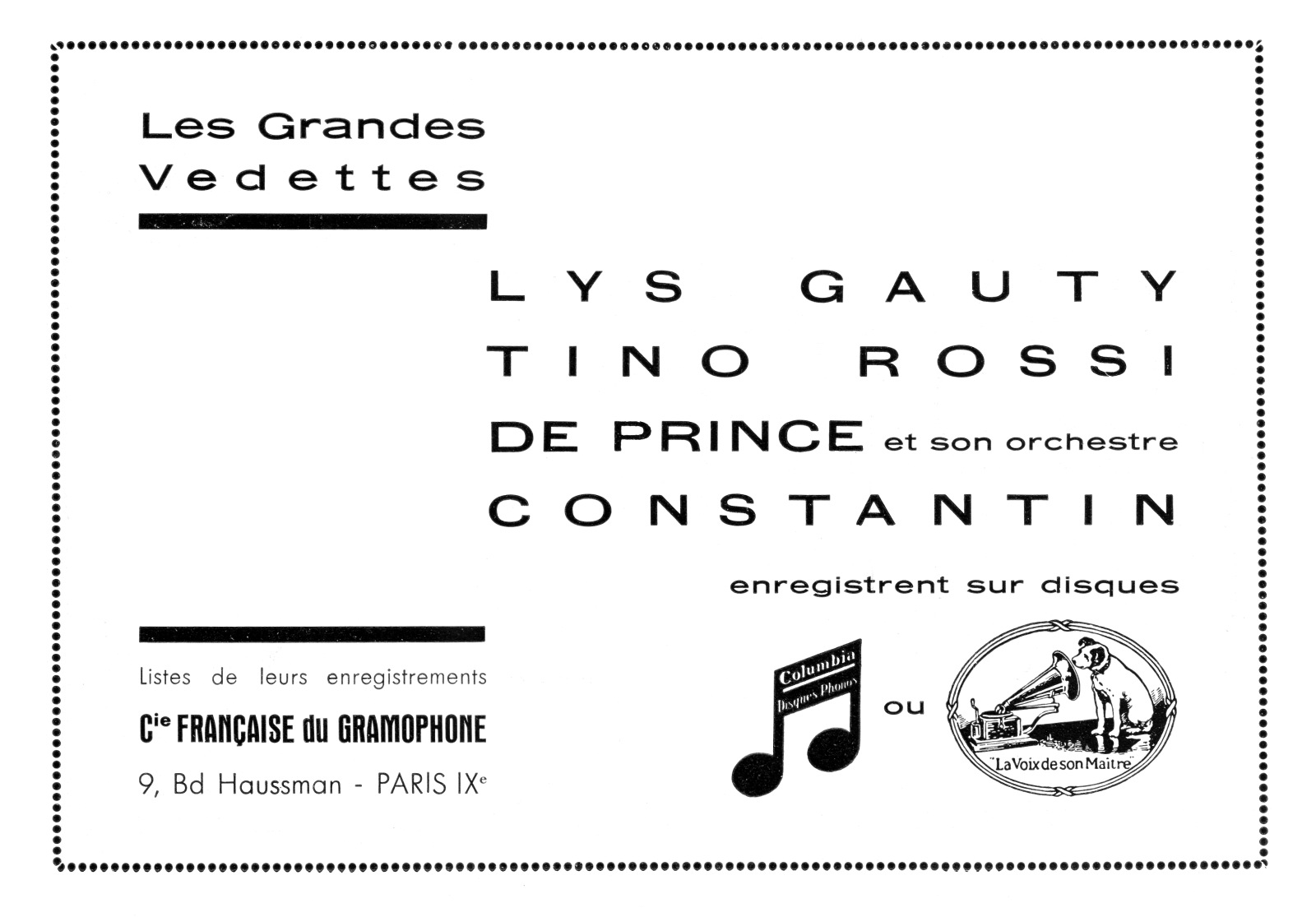 1935ProgrammeFeteCafeConcPubColumbiaAvecTinoRossi