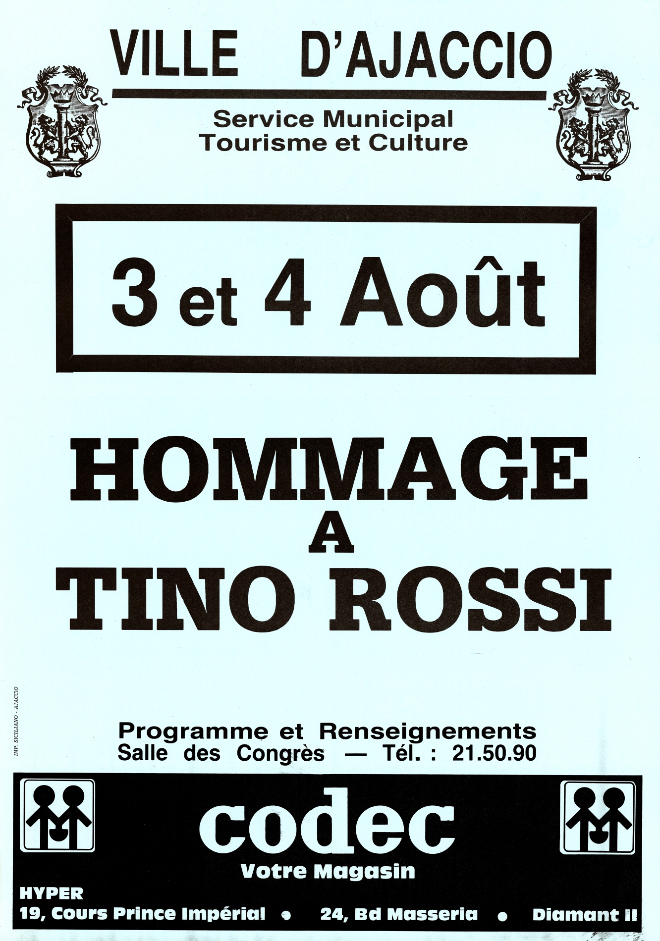 1985AfficheHommageaTinoRossiAjaccio3et4aout1985