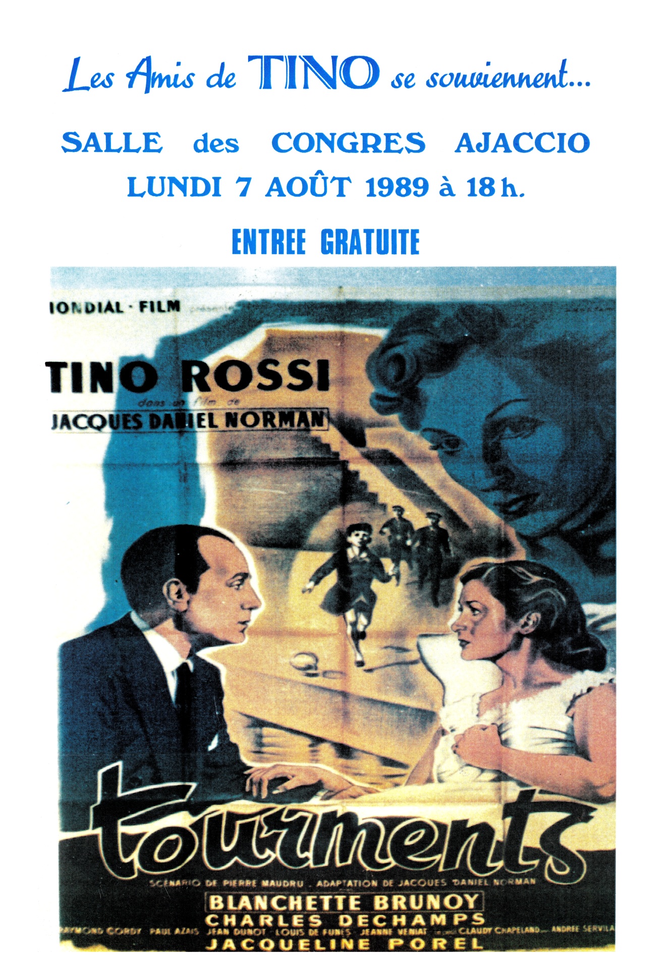 1989.08.07AfficheLesAmisDeTinoRossiSeSouviennentSalleDesCongresAjaccio