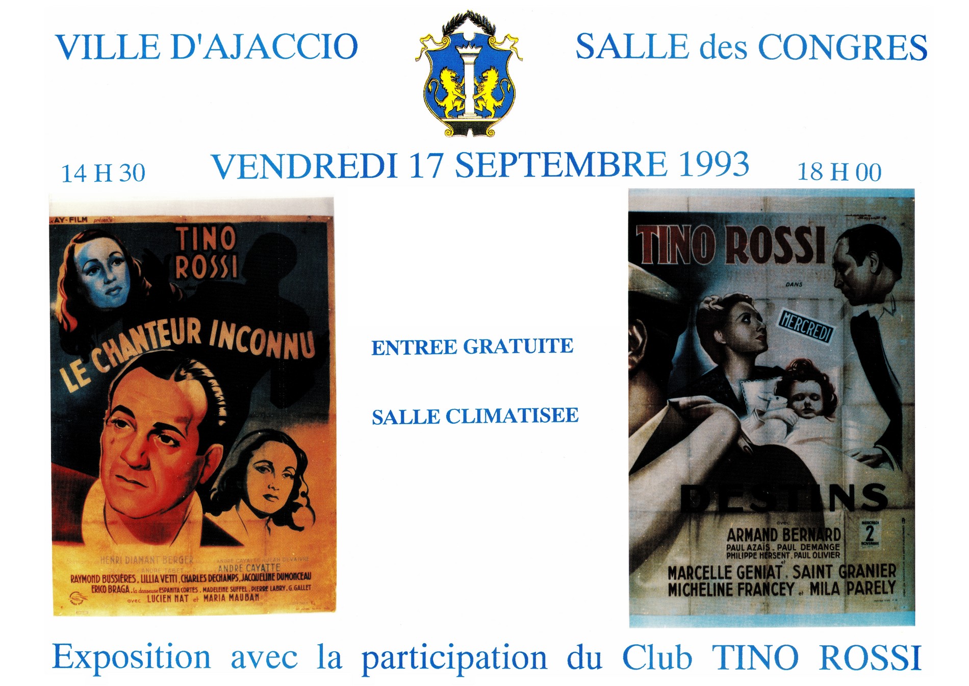 1993.09.17AfficheExpositionAvecLaParticipationDuClubTinoRossi
